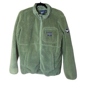 Reebok Women's Green Fleece Full Zip Jacket Size L Warm Casual